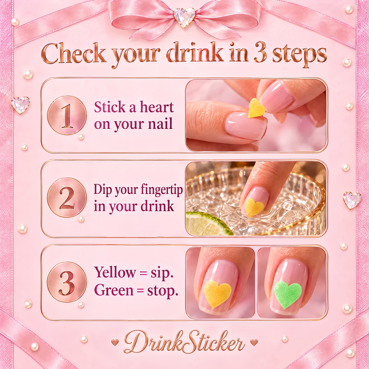 DrinkSticker™ Drink Testing Nail Stickers